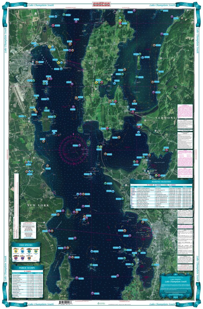 Lake Champlain South Lake Fishing Chart /maps 11F