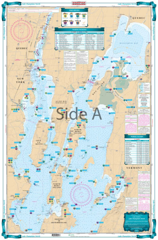 Lake Champlain North Fishing Chart Map 12f