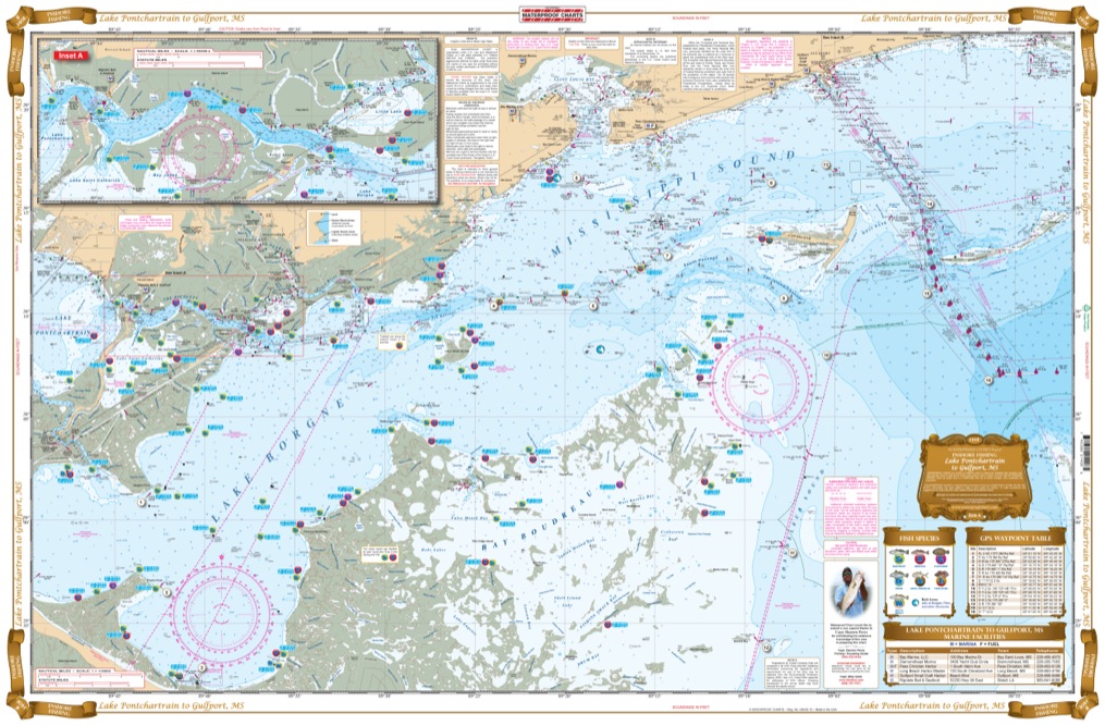 Waterproof Charts - Lake Ponchartrain to Gulf MS Fishing