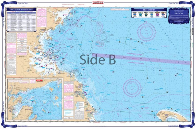 Cape Cod Bay and Massachusetts Bay Coastal Fishing Chart 65F