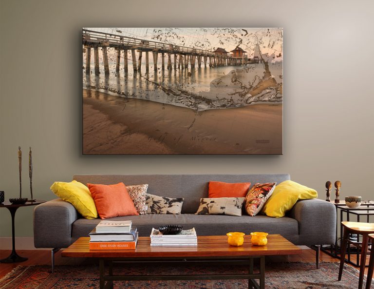 Naples Pier Coastal Canvas Artwork Waterproof Charts   4l 768x593 