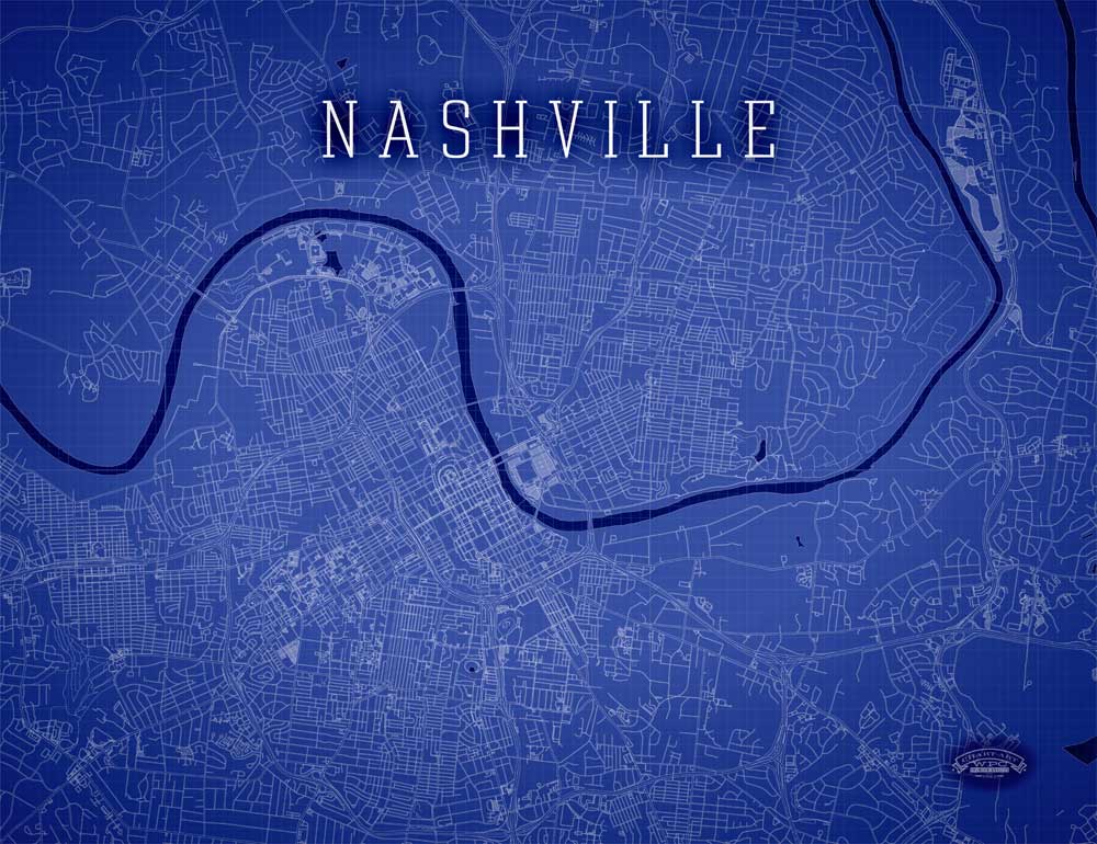 Nashville Wrapped Canvas Map Art | Waterproof Charts | City Print Series
