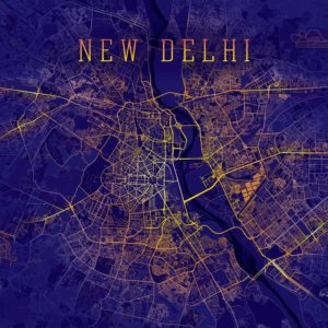 New_Delhi_Nightmode_Wrapped_Canvas