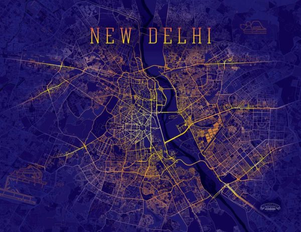 New_Delhi_Nightmode_Wrapped_Canvas