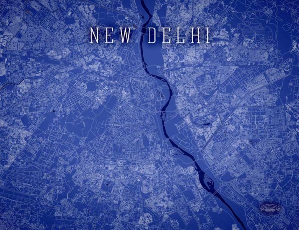 New_Delhi_Blueprint_Wrapped_Canvas