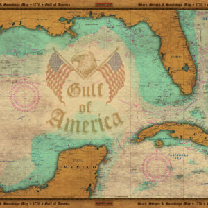 Vintage Map of Gulf of America – #1776 Stars, Stripes & Soundings